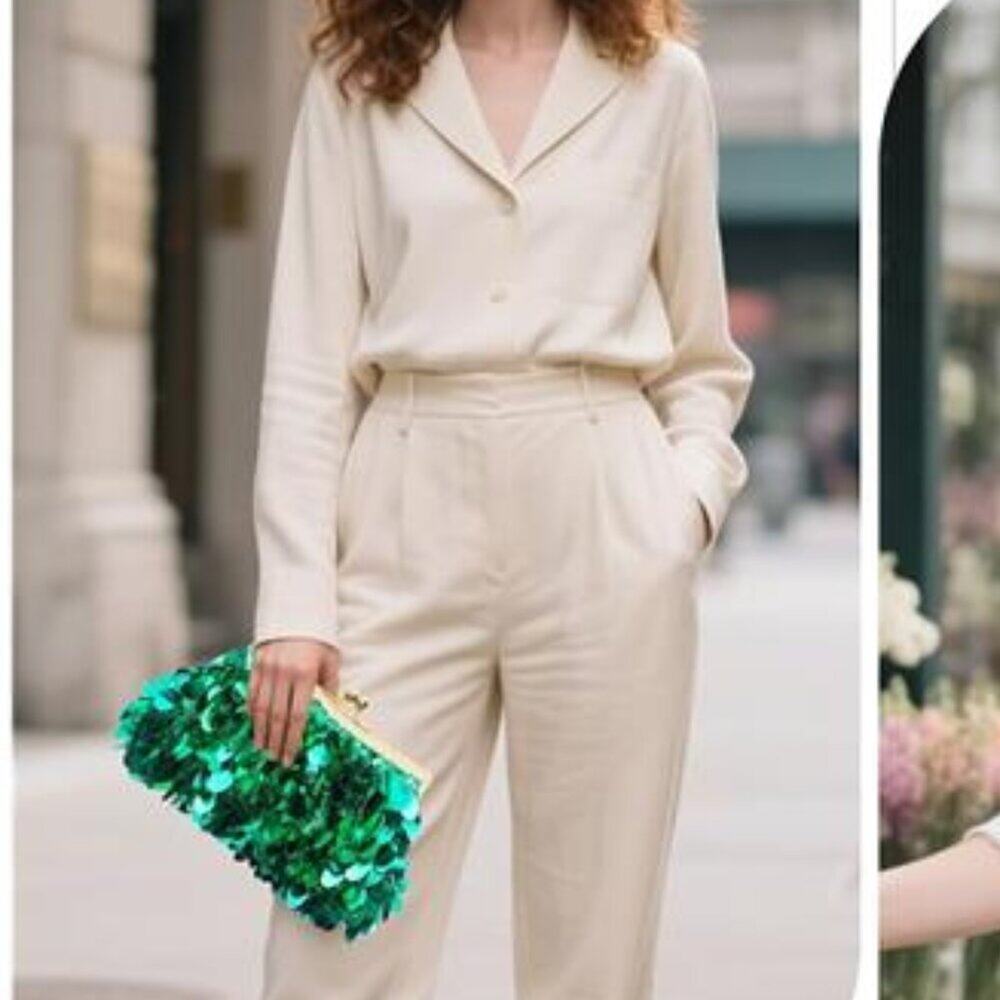 Sparkly Green Evening Clutch Purse for Women Elegant Sequined Party Handbag